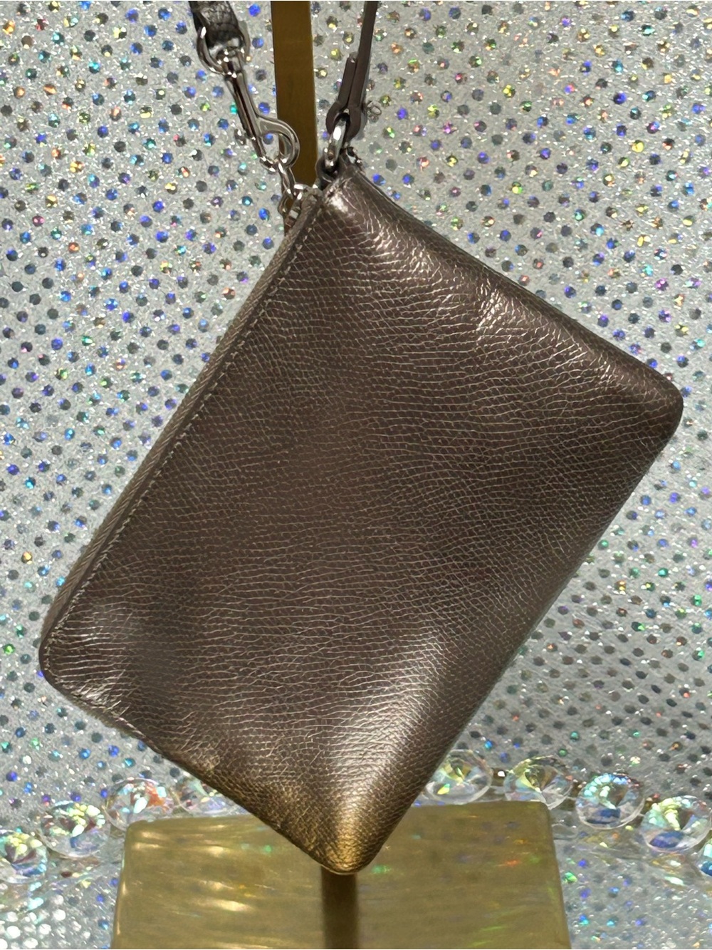 Coach Metallic Bronze Leather Card Wristlet Approx. 6x4 - Picture 10 of 10